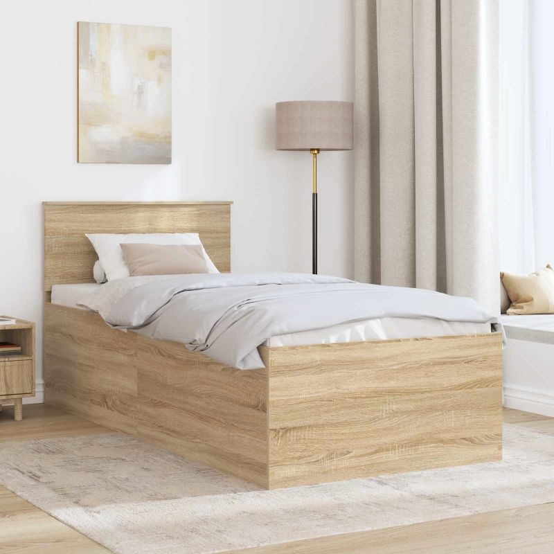 vidaXL Gultas rāmis Sonoma ozols 75 x 190 cm Inženierijas koks