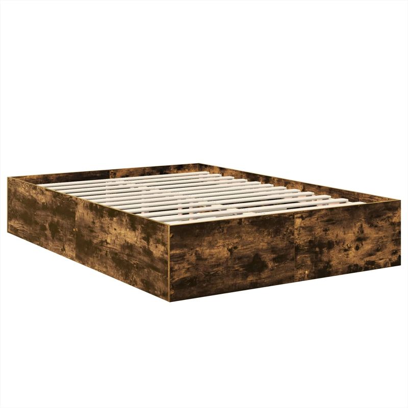 vidaXL Gultas rāmis Dūmaka ozols 150 x 200 cm Inženierijas koks