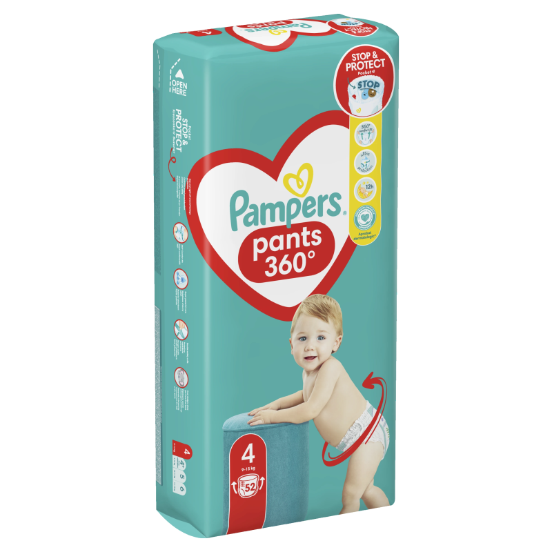 Pampers Pants Biksītes, Izmērs 4, 52 Autiņbiksītes, 9-15 kg