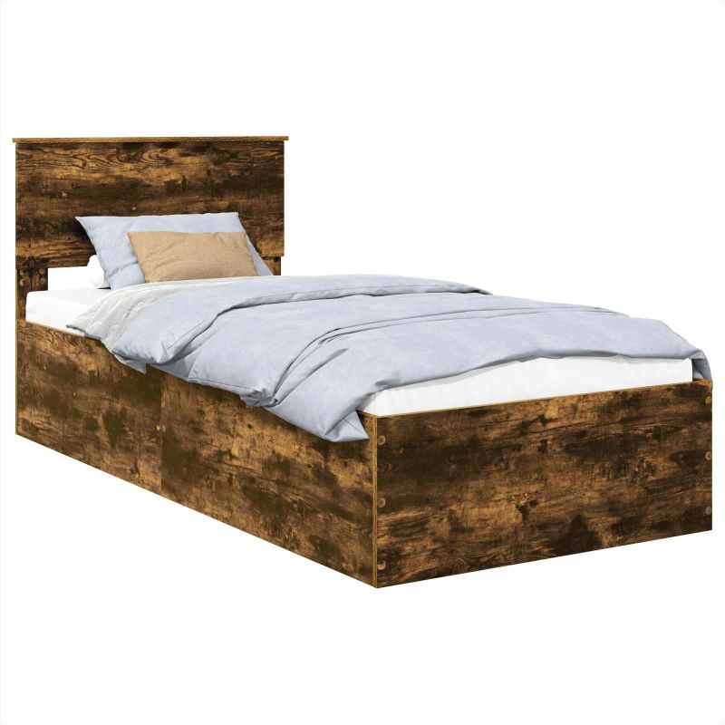 vidaXL Gultas rāmis Dūmaka ozols 120 x 200 cm Inženierijas koks