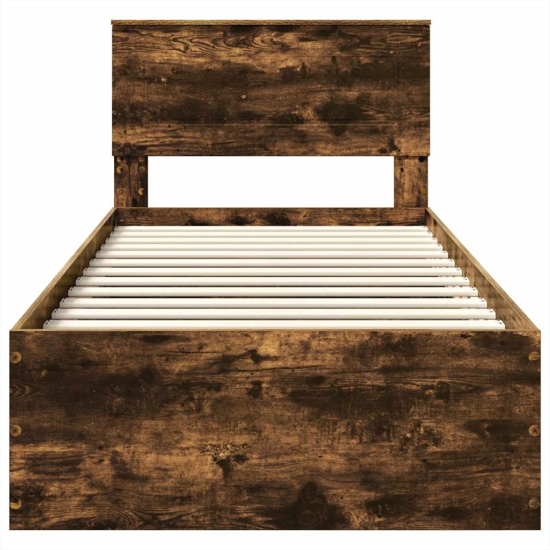 vidaXL Gultas rāmis Dūmaka ozols 75 x 190 cm Inženierijas koks