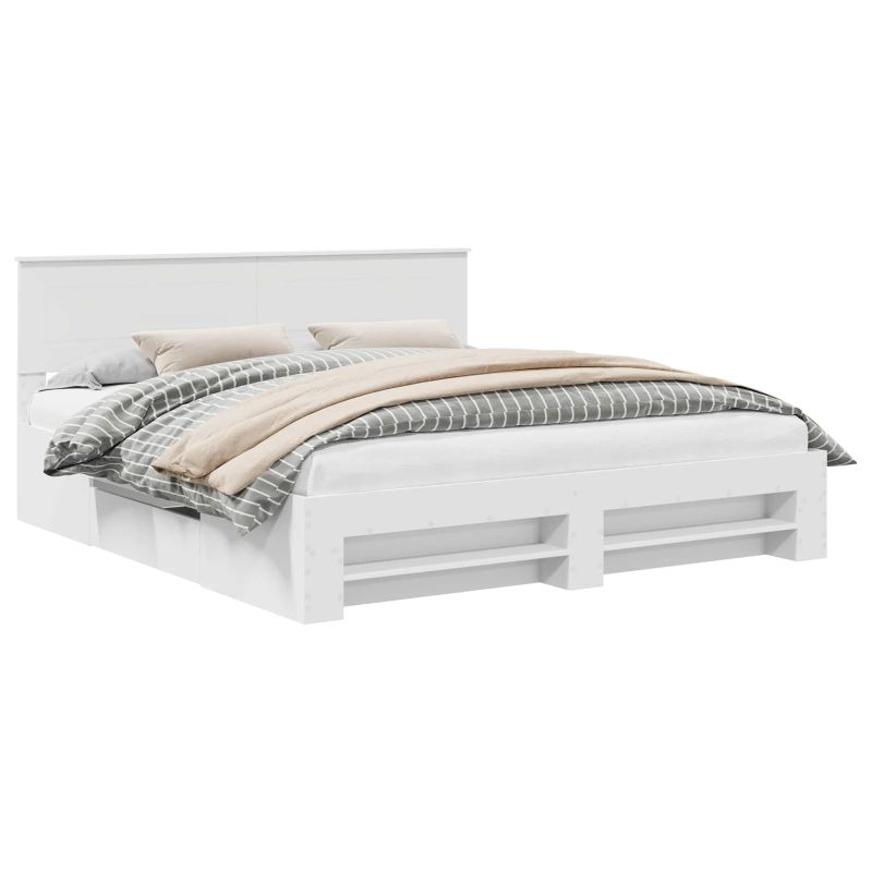 vidaXL Gultas rāmis Balts 180 x 200 cm Inženierijas koks