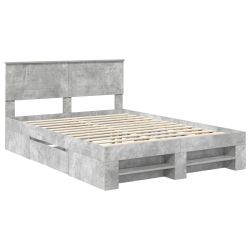 vidaXL Gultas rāmis Betona pelēks 140 x 200 cm Inženierijas koks