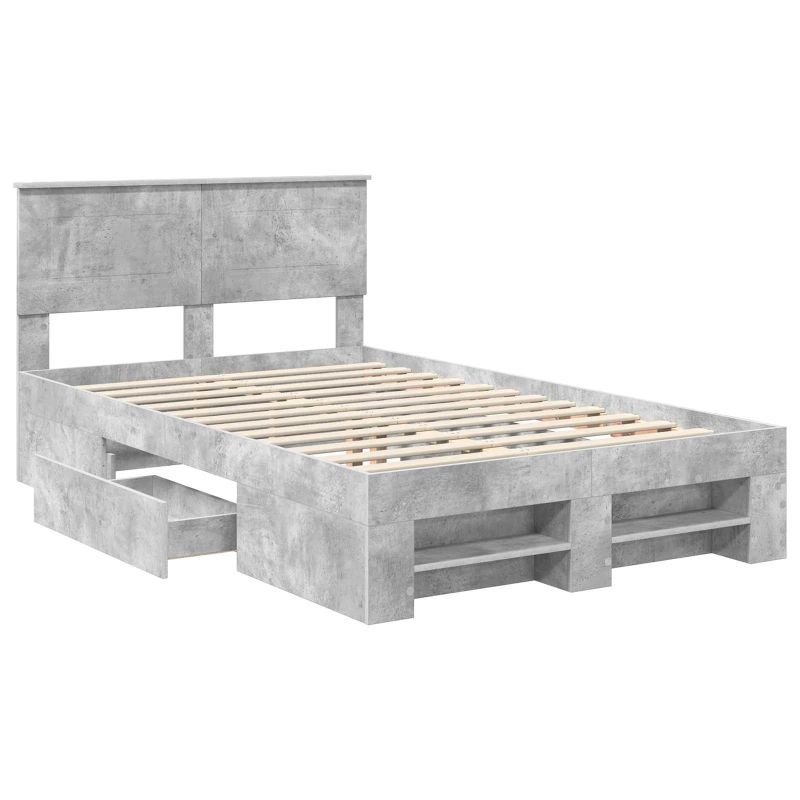 vidaXL Gultas rāmis Betona pelēks 120 x 200 cm Inženierijas koks