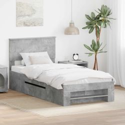 vidaXL Gultas rāmis Betona pelēks 90 x 200 cm Inženierijas koks