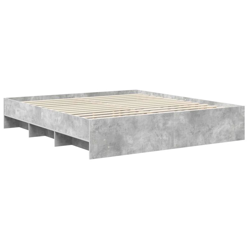 vidaXL Gultas rāmis Betona pelēks 200 x 200 cm Inženierijas koks