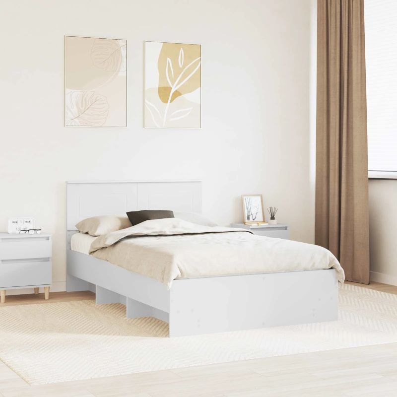 vidaXL Gultas rāmis Balts 120 x 123 cm Inženierijas koks