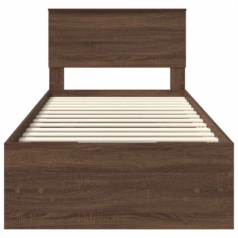 vidaXL Gultas rāmis Brūns ozols 90 x 200 cm Inženierijas koks