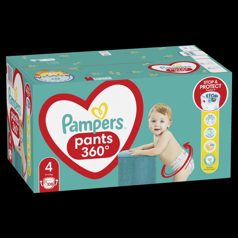 Pampers Pants, Izmērs 4, 108 Autiņbiksītes, 9-15 kg