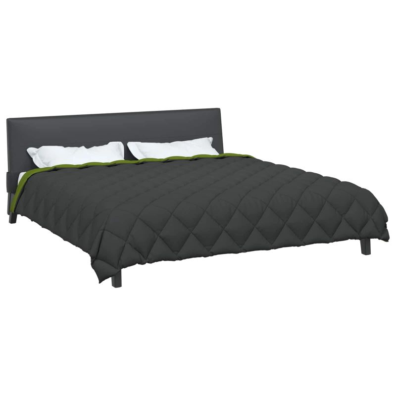vidaXL Ziemas gultas sega Zaļš un antracīts 220 x 200 cm Mikrošķiedra