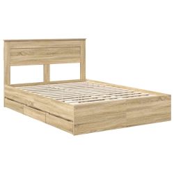 vidaXL Gultas rāmis Sonoma ozols 160 x 200 cm Inženieru koks