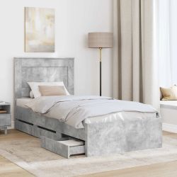 vidaXL Gultas rāmis Betona pelēks 90 x 200 cm Inženieru koks