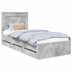 vidaXL Gultas rāmis Betona pelēks 75 x 190 cm Inženieru koks