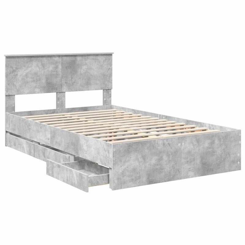 vidaXL Gultas rāmis Betona pelēks 120 x 190 cm Inženieru koks