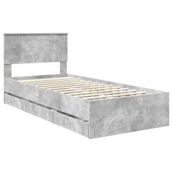 vidaXL Gultas rāmis Betona pelēks 90 x 190 cm Inženieru koks