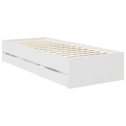 vidaXL Gultas rāmis ar atvilktni Balts 75 x 190 cm Inženieru koks