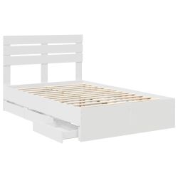 vidaXL Gultas rāmis ar atvilktni Balts 120 x 200 cm Inženieru koks