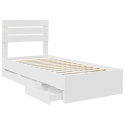 vidaXL Gultas rāmis ar atvilktni Balts 90 x 190 cm Inženieru koks