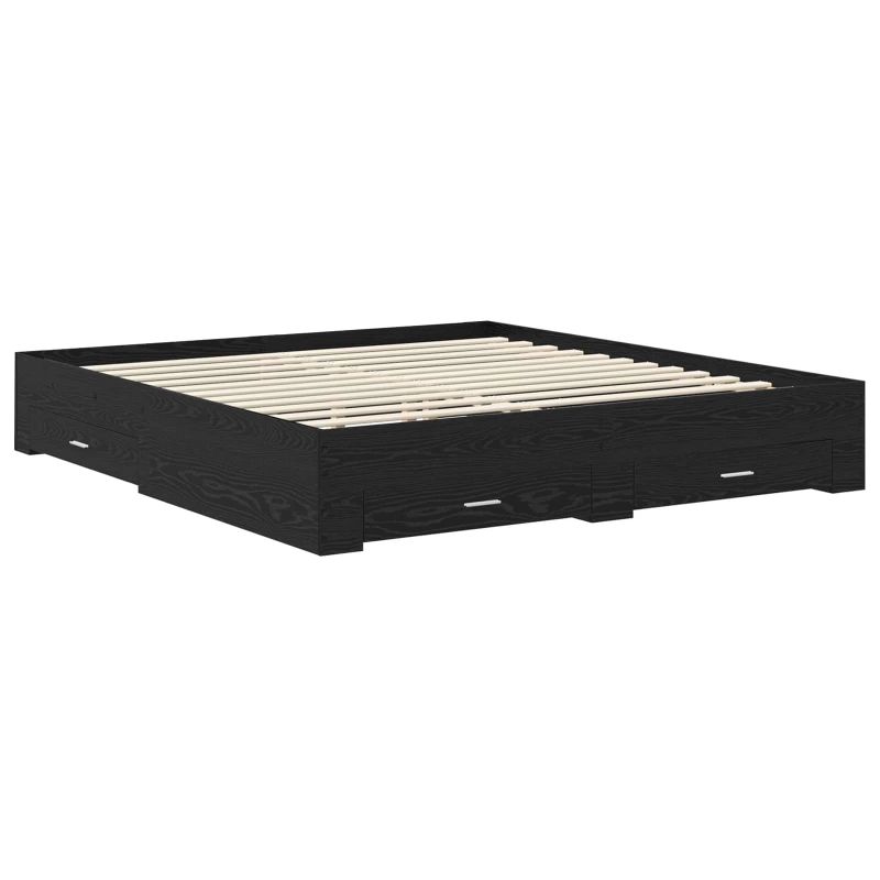 vidaXL Gultas rāmis Melns ozolkoks 180 x 200 cm Inženierijas koks