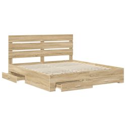 vidaXL Gultas rāmis Sonoma ozols 180 x 200 cm Inženierijas koks