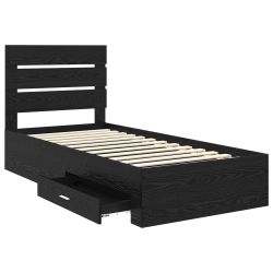 vidaXL Gultas rāmis Melns ozolkoks 100 x 200 cm Inženierijas koks