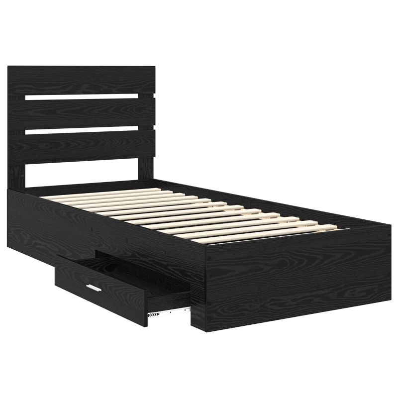 vidaXL Gultas rāmis Melns ozolkoks 100 x 200 cm Inženierijas koks