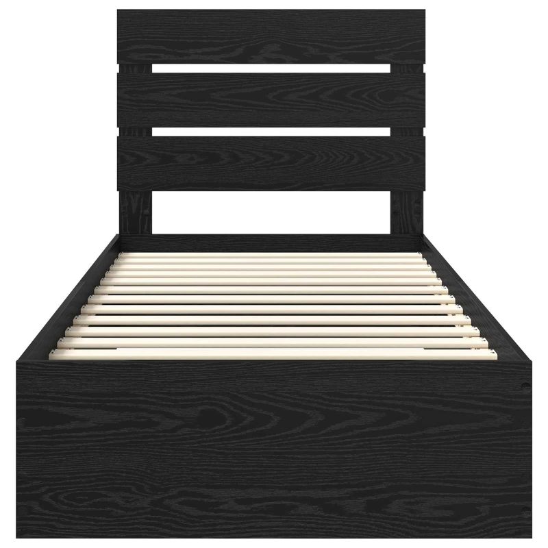 vidaXL Gultas rāmis Melns ozolkoks 90 x 190 cm Inženierijas koks