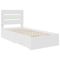 vidaXL Gultas rāmis Balts un sudrabs 75 x 190 cm Inženierijas koks