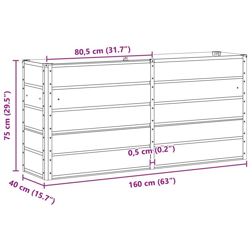 vidaXL Puķu kaste Krēms 160 x 40 x 75 cm Tērauds