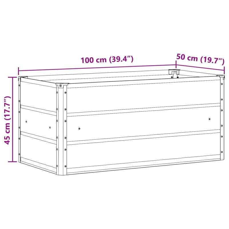 vidaXL Puķu kaste Krēms 100 x 50 x 45 cm Cinkots tērauds