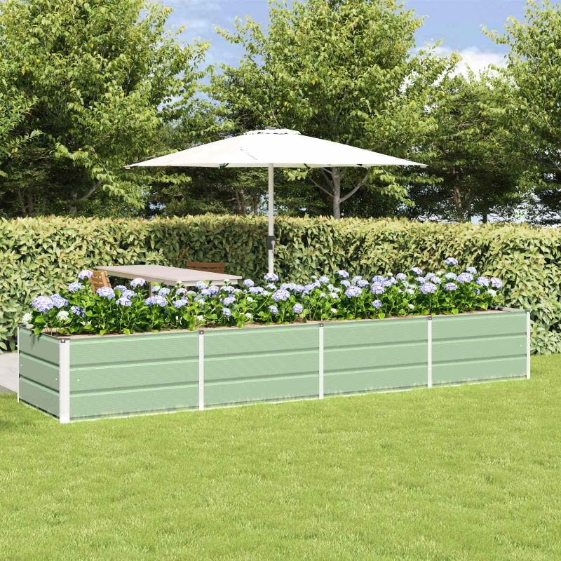 vidaXL Puķu kaste Zaļa 320 x 80 x 45 cm Tērauds