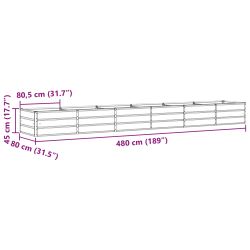 vidaXL Puķu kaste Zaļa 480 x 80 x 45 cm Tērauds