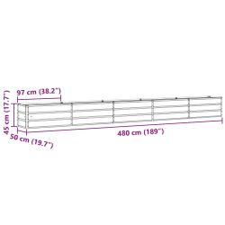 vidaXL Puķu kaste Pasteļa zaļa 480 x 50 x 45 cm Cinkots tērauds