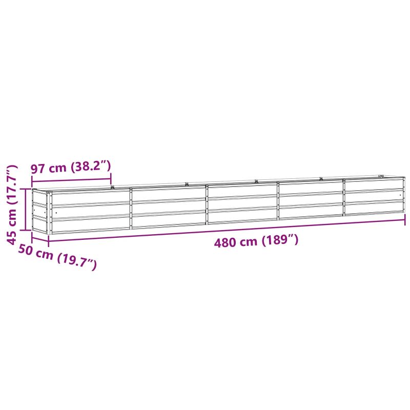 vidaXL Puķu kaste Pasteļa zaļa 480 x 50 x 45 cm Cinkots tērauds
