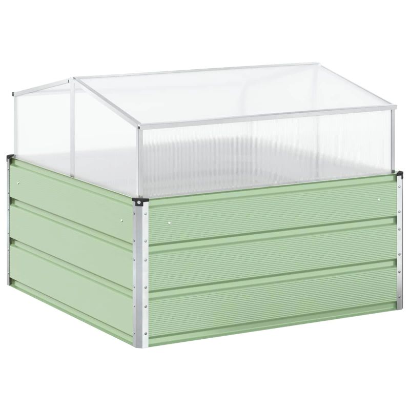 vidaXL Puķu kaste Pasteļzaļa 100 x 100 x 77 cm Cinkots tērauds