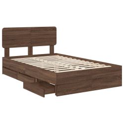 vidaXL Gultas rāmis Brūns ozols 135 x 190 cm Inženieru koks