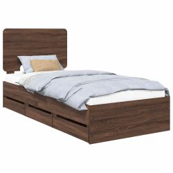 vidaXL Gultas rāmis Brūns ozols 100 x 200 cm Inženieru koks