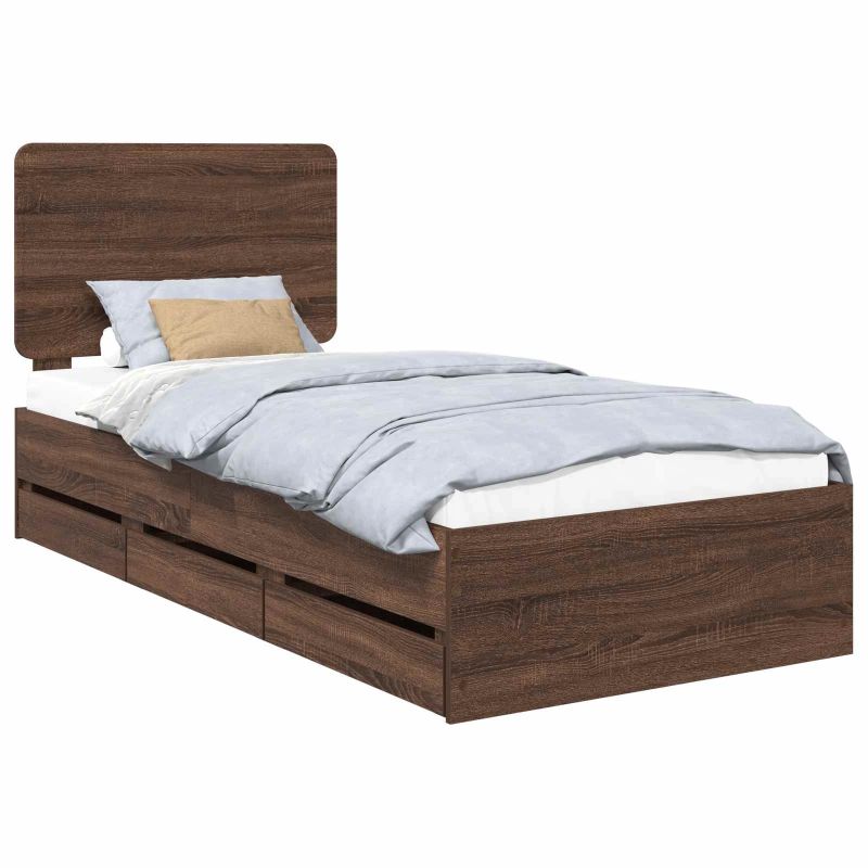 vidaXL Gultas rāmis Brūns ozols 100 x 200 cm Inženieru koks