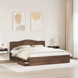 vidaXL Gultas rāmis Brūns ozols 200 x 200 cm Inženieru koks