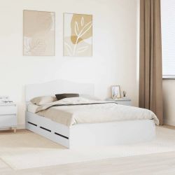 vidaXL Gultas rāmis ar atvilktni Balts 160 x 200 cm Inženieru koks