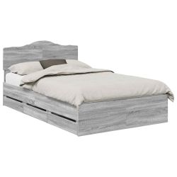 vidaXL Gultas rāmis Pelēks Sonoma 120 x 190 cm Inženieru koks