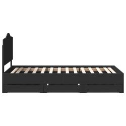 vidaXL Gultas rāmis ar atvilktni Melna 90 x 190 cm Inženieru koks