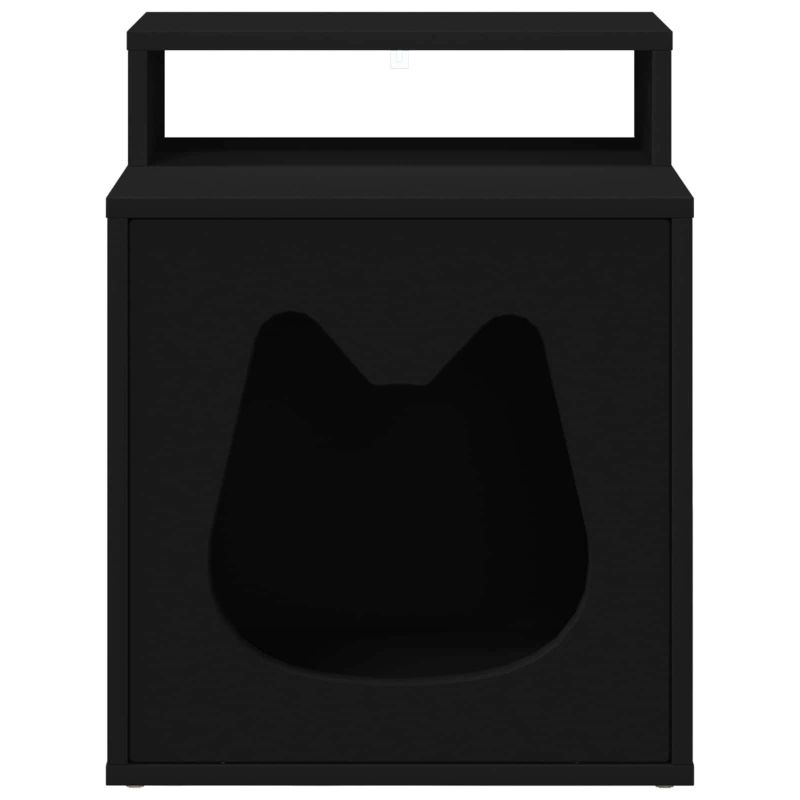 vidaXL Kaķu māja Melna 42,5 x 40 x 53,5 cm Inženierijas koks