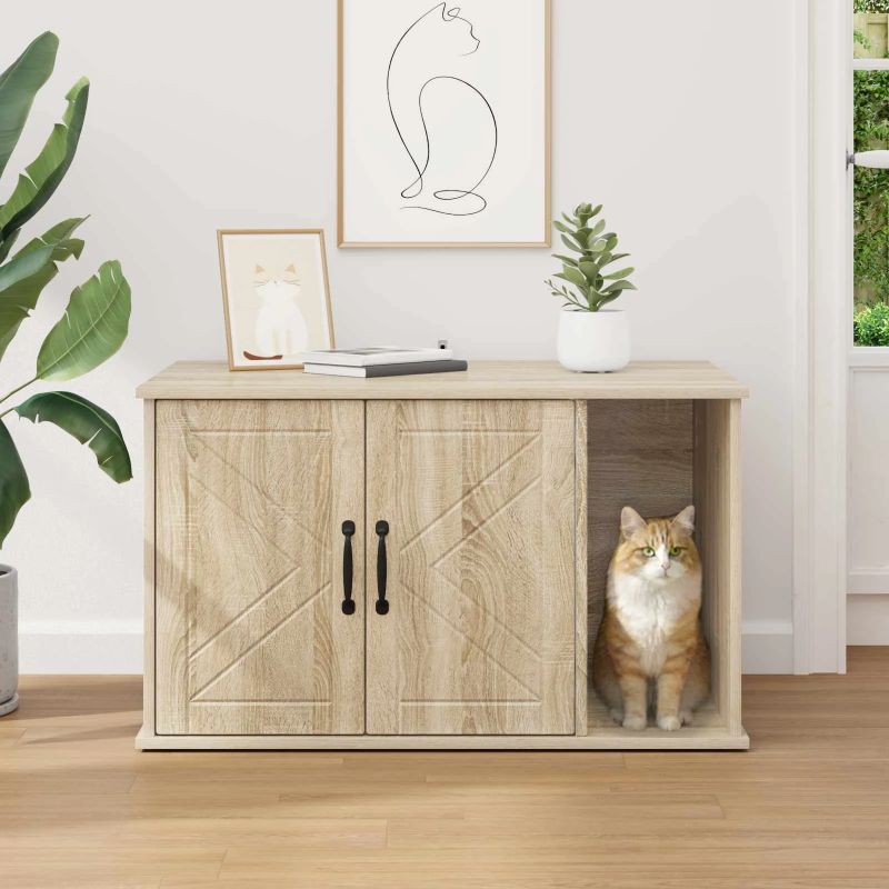 vidaXL Kaķu māja Sonoma 85 x 55 x 50 cm Inženierijas koks