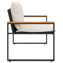 vidaXL sols Melns un krēmkrāsas balts 115 x 65 x 72 cm Rotangpalma