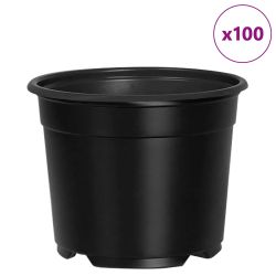 vidaXL Ziedu pods 100 pcs Melna DIA 15 x 12.5 cm Plastmasa