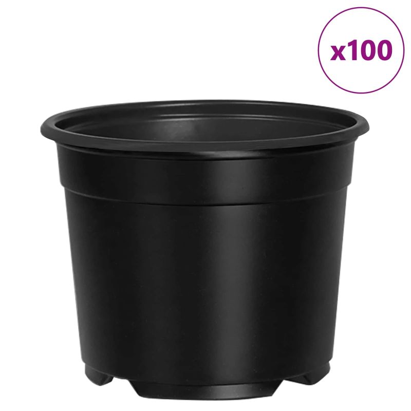 vidaXL Ziedu pods 100 pcs Melna DIA 15 x 12.5 cm Plastmasa