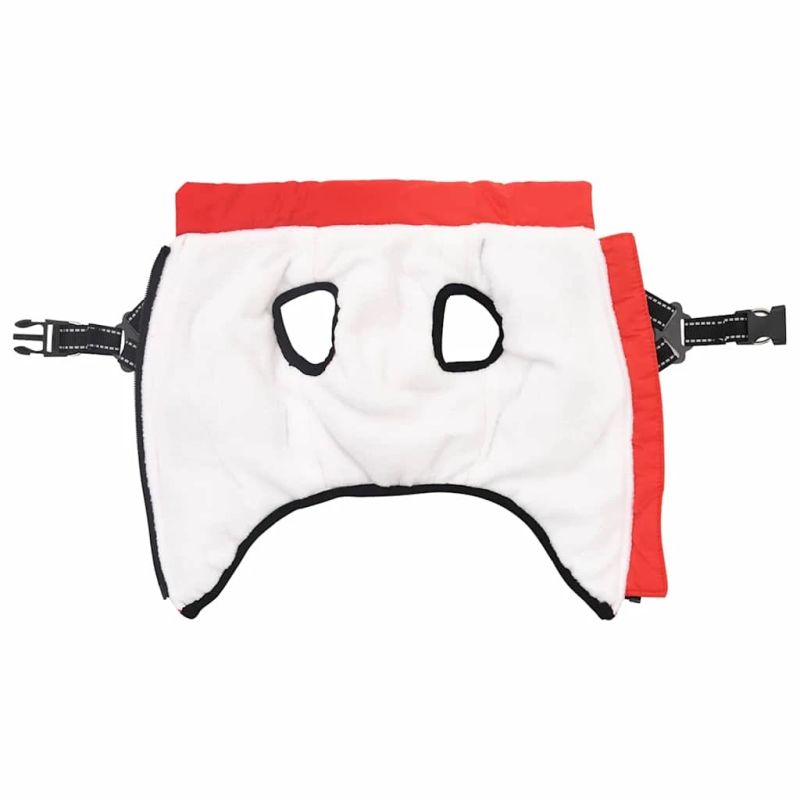 vidaXL Suņu mētelis ar jostas Sarkana S Fleece un Poliesters