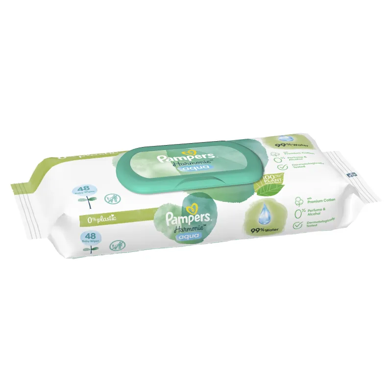 Pampers Harmonie Aqua Mitrās Salvetes Mazuļiem, 48 Mitrās Salvetes