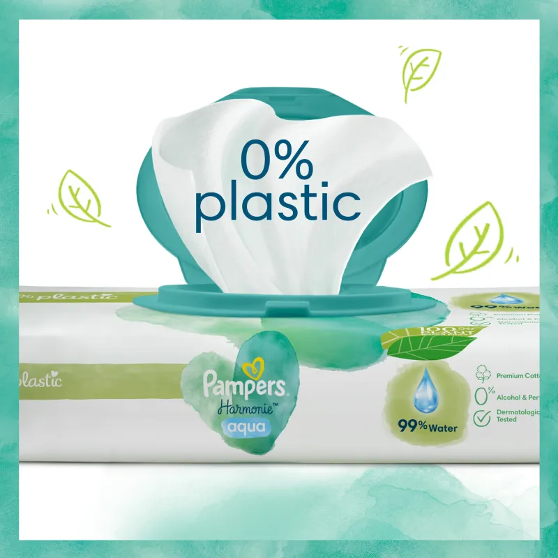 Pampers Harmonie Aqua Mitrās Salvetes Mazuļiem, 48 Mitrās Salvetes